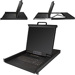StarTech 16 Port Rackmount KVM Console w/ Cables - Integrated KVM Switch w/ 19" LCD - 1U LCD KVM Drawer 50000 MTBF - USB + VGA Support (RKCONS1916K)