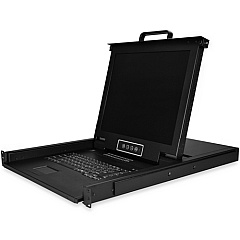 StarTech 16 Port Rackmount KVM Console w/ Cables - Integrated KVM Switch w/ 17" LCD - 1U LCD KVM Drawer 50000 MTBF - USB + VGA Support (RKCONS1716K)