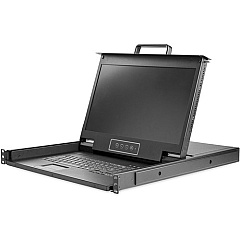 StarTech Rackmount KVM Console HD 1080p - Single Port VGA KVM w/17" LCD Monitor - 1U LCD KVM Server Rack Drawer w/Cables - USB Support (RKCONS17HD)