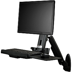 StarTech Wall Mount Workstation, Full Motion Standing Desk, Ergonomic Height Adjustable Monitor & Keyboard Tray Arm, For VESA Display (WALLSTS1)