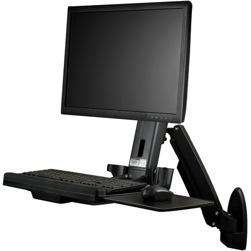 StarTech Wall Mount Workstation, Full Motion Standing Desk, Ergonomic Height Adjustable Monitor & Keyboard Tray Arm, For VESA Display (WALLSTS1)