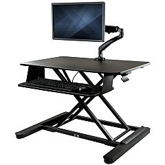 StarTech Sit-Stand Desk Converter with Monitor Arm - Up to 26" Monitor - 35" Wide Work Surface - Height Adjustable Standing Desk Converter (BNDSTSLGSLIM)