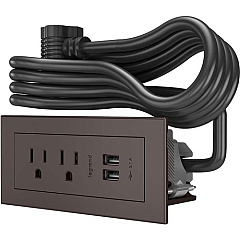 Wiremold Wiremold Radiant Furniture Power Center (2) Outlet (2) USB, Brown (16365)