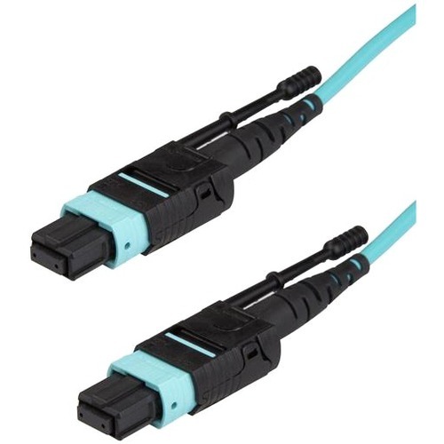 StarTech 3m 10 ft MPO / MTP Fiber Optic Cable - Plenum-Rated MTP to MTP Cable - OM3, 40G MPO Cable - Push/Pull-Tab - MPO MTP Cable (MPO12PL3M)