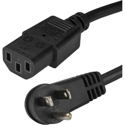 StarTech 3 ft Power Cord - Right-Angle NEMA 5-15P to C13 - Computer Power Cord - C13 Power Cord - Right Angle Power Cord (PXTR1013)