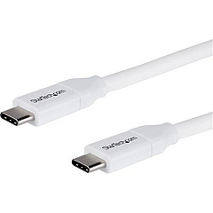 StarTech 2m 6 ft USB C to USB C Cable w/ 5A PD - M/M - White - USB 2.0 - USB-IF Certified - USB Type C Cable - USB C Charging Cable - USB C PD Cable (USB2C5C2MW)