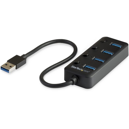 StarTech 4 Port USB 3.0 Hub - USB Type-A to 4x USB-A with Individual On/Off Port Switches - SuperSpeed 5Gbps USB 3.1 Gen 1 - Bus Power (HB30A4AIB)