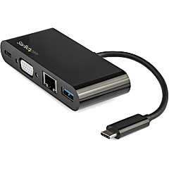 StarTech USB C Multiport Adapter - Mini USB-C Dock w/ VGA Video - 60W Power Delivery Passthrough - USB Type-A 5Gbps - Gigabit Ethernet (DKT30CVAGPD)