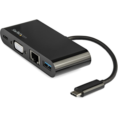 StarTech USB C Multiport Adapter - Mini USB-C Dock w/ VGA Video - 60W Power Delivery Passthrough - USB Type-A 5Gbps - Gigabit Ethernet (DKT30CVAGPD)