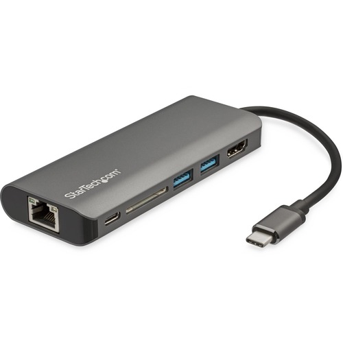 StarTech USB C Multiport Adapter - USB Type-C Travel Dock to 4K HDMI, 3x USB Hub, SD, GbE, 60W PD 3.0 Pass-Through - Mini Laptop Dock (DKT30CSDHPD3)