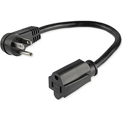 StarTech 1ft (0.3m) Power Extension Cord, Right Angle NEMA 5-15P to NEMA 5-15R, 13A 125V, 16AWG, Black, Outlet Extension Cable (PAC101R1)