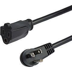 StarTech 3ft (1m) Power Extension Cord, Right Angle NEMA 5-15P to NEMA 5-15R, 13A 125V, 16AWG, Black, Flat Outlet Extension Cable (PAC101R3)