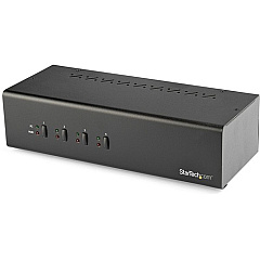 StarTech 4 Port Dual Monitor DVI KVM Switch - Dual Screen Display Compact USB KVM Switch with USB 3.0 Hub & Audio - TAA Compliant (SV431DD2DU3A)