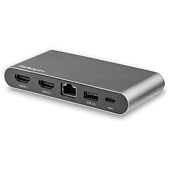 StarTech USB C Dock - 4K Dual Monitor HDMI USB-C Docking Station - 100W Power Delivery Passthrough, GbE, 2x USB-A - Multiport Adapter (DK30C2HAGPD)