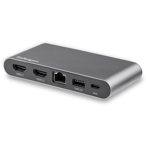 StarTech USB C Dock - 4K Dual Monitor HDMI USB-C Docking Station - 100W Power Delivery Passthrough, GbE, 2x USB-A - Multiport Adapter (DK30C2HAGPD)
