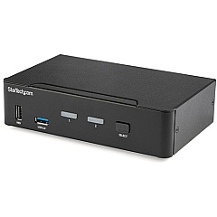 StarTech 2 Port DisplayPort KVM Switch - 4K 60Hz - Single Display - UHD DP 1.2 USB KVM Switch with USB 3.0 Hub & Audio - TAA Compliant (SV231DPU34K)