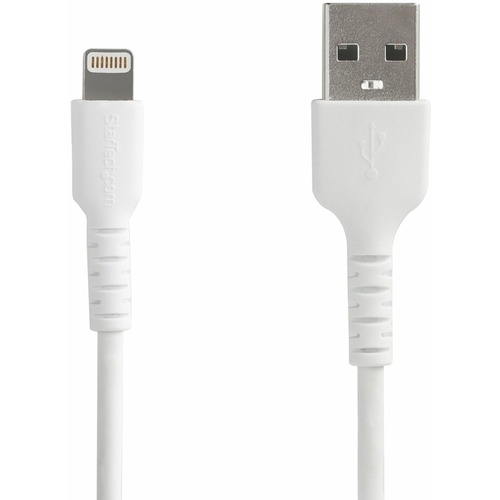 StarTech 6 foot/2m Durable White USB-A to Lightning Cable, Rugged Heavy Duty Charging/Sync Cable for Apple iPhone/iPad MFi Certified (RUSBLTMM2M)