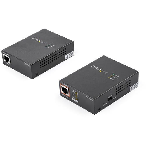 StarTech 1 Port Gigabit PoE Injector & Splitter Kit - 60W High/Ultra Power over Ethernet Injector 100m - 12V-24VDC Out 802.3bt Midspan (UPOESPLT1G)