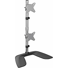 StarTech Vertical Dual Monitor Stand - Free Standing Height Adjustable Stacked Desktop Monitor Stand up to 27 inch VESA Mount Displays (ARMDUOVS)