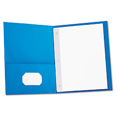 Universal Two-Pocket Portfolios with Tang Fasteners, 0.5" Capacity, 11 x 8.5, Light Blue, 25/Box (UNV57115)