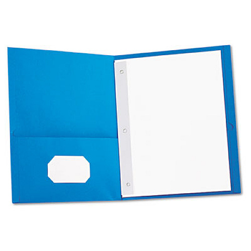 Universal Two-Pocket Portfolios with Tang Fasteners, 0.5" Capacity, 11 x 8.5, Light Blue, 25/Box (UNV57115)
