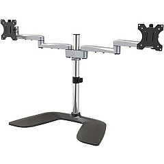 StarTech Dual Monitor Stand - Ergonomic Desktop Monitor Stand for up to 32 inch VESA Displays - Free-Standing Adjustable Mount -Silver (ARMDUALSS)