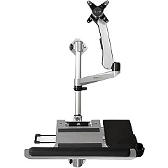StarTech Wall Mount Workstation - Foldable Ergonomic Standing Desk - Height Adjustable 34" VESA Monitor Arm/Padded Keyboard/Mouse Tray (WALLSTSI1)