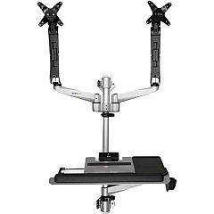 StarTech Wall Mount Workstation - Foldable Ergonomic Standing Desk - Height Adjustable Dual 30" VESA Monitor Arm & Keyboard/Mouse Tray (WALLSTSI2)
