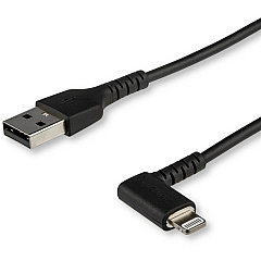 StarTech 1m USB A to Lightning Cable iPhone iPad Durable Right Angled 90 Degree Black Charger Cord w/Aramid Fiber Apple MFI Certified (RUSBLTMM1MBR)
