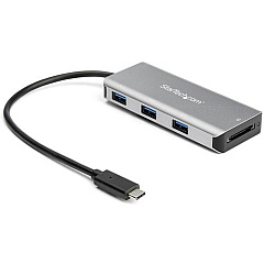 StarTech 3 Port USB C Hub with SD Card Reader - 3x USB-A & SD Slot - USB 3.1/3.2 Gen 2 10Gbps Type C Laptop Adapter Hub - Bus Powered (HB31C3ASDMB)