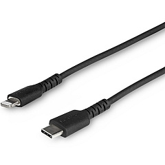StarTech 3 foot/1m Durable Black USB-C to Lightning Cable, Rugged Heavy Duty Charging/Sync Cable for Apple iPhone/iPad MFi Certified (RUSBCLTMM1MB)