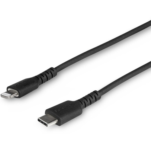 StarTech 3 foot/1m Durable Black USB-C to Lightning Cable, Rugged Heavy Duty Charging/Sync Cable for Apple iPhone/iPad MFi Certified (RUSBCLTMM1MB)
