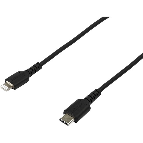 StarTech 6 foot/2m Durable Black USB-C to Lightning Cable, Rugged Heavy Duty Charging/Sync Cable for Apple iPhone/iPad MFi Certified (RUSBCLTMM2MB)