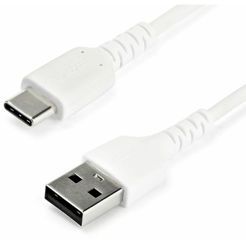 StarTech 1m USB A to USB C Charging Cable - Durable Fast Charge & Sync USB 2.0 to USB Type C Data Cord - Aramid Fiber M/M 3A White (RUSB2AC1MW)