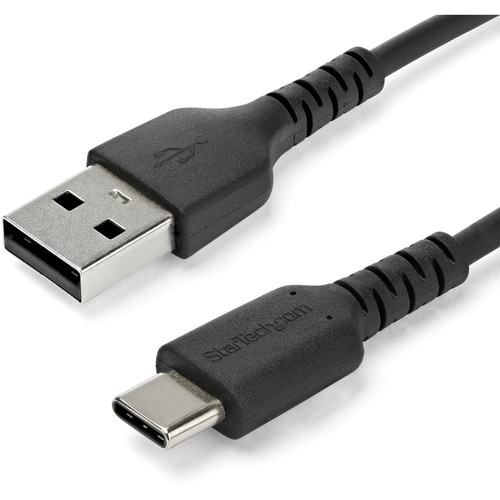 StarTech 2m USB A to USB C Charging Cable - Durable Fast Charge & Sync USB 2.0 to USB Type C Data Cord - Aramid Fiber M/M 3A Black (RUSB2AC2MB)