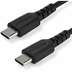 StarTech 1m USB C Charging Cable - Durable Fast Charge & Sync USB 2.0 Type C to C Charger Cord - TPE Jacket Aramid Fiber M/M 60W Black (RUSB2CC1MB)