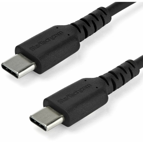 StarTech 1m USB C Charging Cable - Durable Fast Charge & Sync USB 2.0 Type C to C Charger Cord - TPE Jacket Aramid Fiber M/M 60W Black (RUSB2CC1MB)
