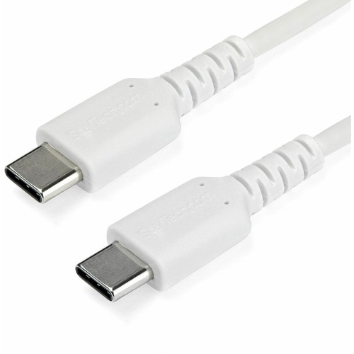 StarTech 1m USB C Charging Cable - Durable Fast Charge & Sync USB 2.0 Type C to C Charger Cord - TPE Jacket Aramid Fiber M/M 60W White (RUSB2CC1MW)