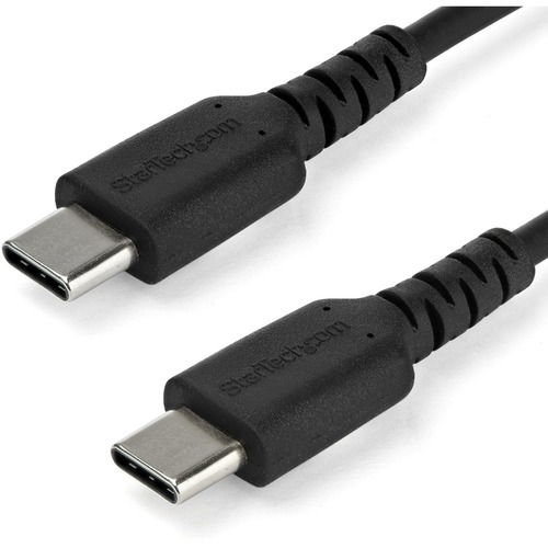 StarTech 2m USB C Charging Cable - Durable Fast Charge & Sync USB 2.0 Type C to C Charger Cord - TPE Jacket Aramid Fiber M/M 60W Black (RUSB2CC2MB)
