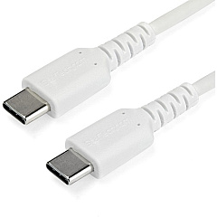 StarTech 2m USB C Charging Cable - Durable Fast Charge & Sync USB 2.0 Type C to C Charger Cord - TPE Jacket Aramid Fiber M/M 60W White (RUSB2CC2MW)