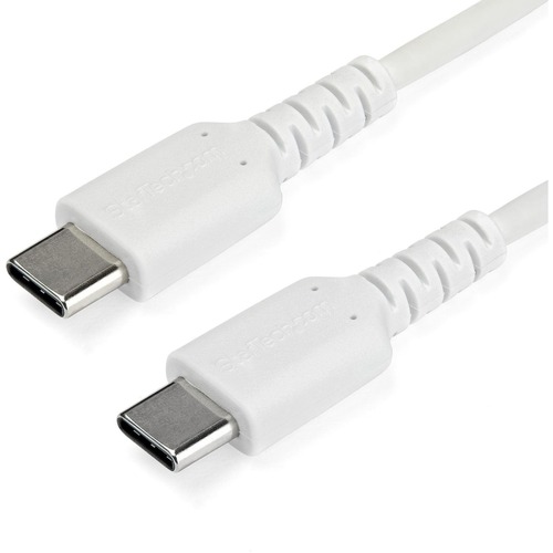 StarTech 2m USB C Charging Cable - Durable Fast Charge & Sync USB 2.0 Type C to C Charger Cord - TPE Jacket Aramid Fiber M/M 60W White (RUSB2CC2MW)