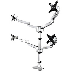 StarTech Desk Mount Quad Monitor Arm - 4 VESA Displays up to 27" -Premium Ergonomic Articulating Adjustable Pole Mount - Clamp/Grommet (ARMQUADPS)