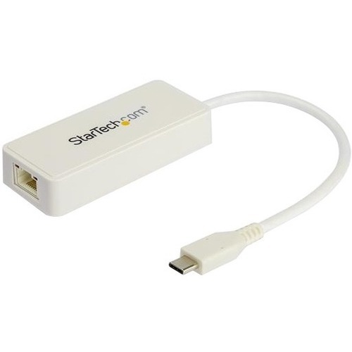 StarTech USB C to Gigabit Ethernet Adapter with USB A Port - White 1Gbps NIC USB 3.0/3.1 Type C to RJ45 Port/LAN Network Adapter TB3 (US1GC301AUW)