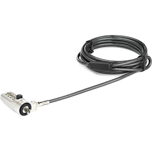 StarTech 6.5ft Laptop Cable Lock - 4 Digit Combination Anti-Theft Security Cable Lock for Wedge Slot Laptop/Computer -Vinyl Coated Steel (LTLOCKNBL)