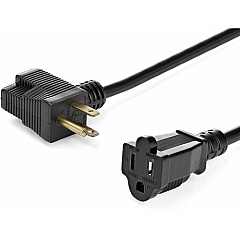 StarTech 1ft (0.3m) Short Extension Cord, NEMA 5-15P/R to NEMA 5-15R, 13A 125V, 16AWG, Black, Outlet Saver Power Extension Cable (PAC102)
