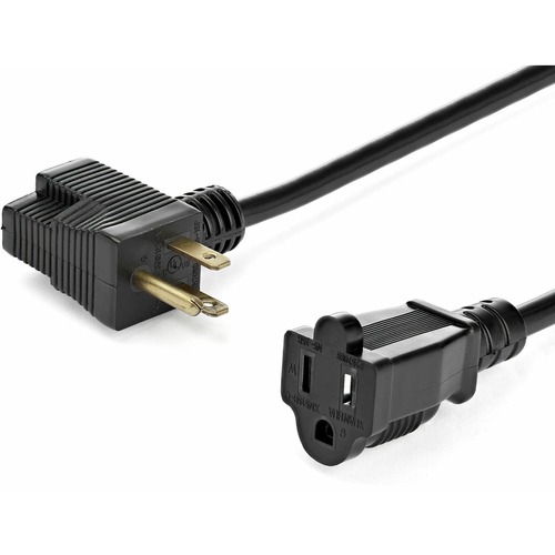 StarTech 1ft (0.3m) Short Extension Cord, NEMA 5-15P/R to NEMA 5-15R, 13A 125V, 16AWG, Black, Outlet Saver Power Extension Cable (PAC102)