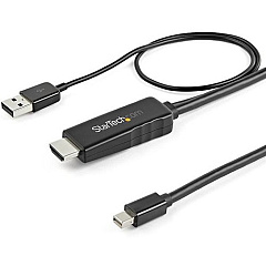 StarTech 3ft (1m) HDMI to Mini DisplayPort Cable 4K 30Hz - Active HDMI to mDP Adapter Cable with Audio - USB Powered - Video Converter (HD2MDPMM1M)