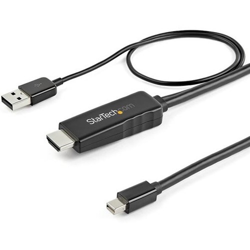 StarTech 3ft (1m) HDMI to Mini DisplayPort Cable 4K 30Hz - Active HDMI to mDP Adapter Cable with Audio - USB Powered - Video Converter (HD2MDPMM1M)