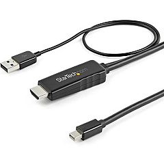 StarTech 6ft (2m) HDMI to Mini DisplayPort Cable 4K 30Hz - Active HDMI to mDP Adapter Cable with Audio - USB Powered - Video Converter (HD2MDPMM2M)