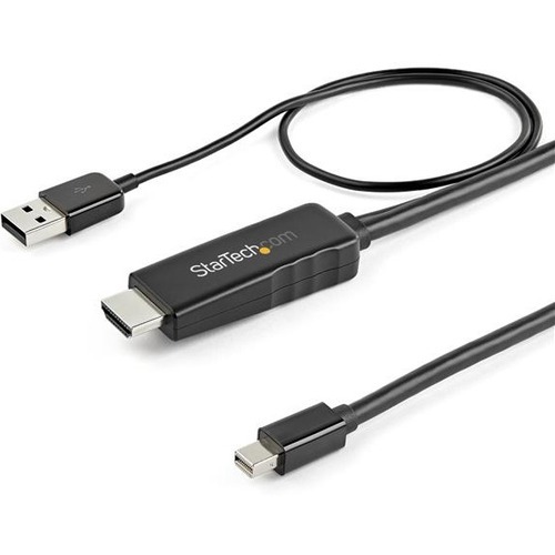 StarTech 6ft (2m) HDMI to Mini DisplayPort Cable 4K 30Hz - Active HDMI to mDP Adapter Cable with Audio - USB Powered - Video Converter (HD2MDPMM2M)
